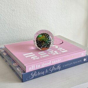 Murano Bullicante Art Glass Emerald Green Paperweight